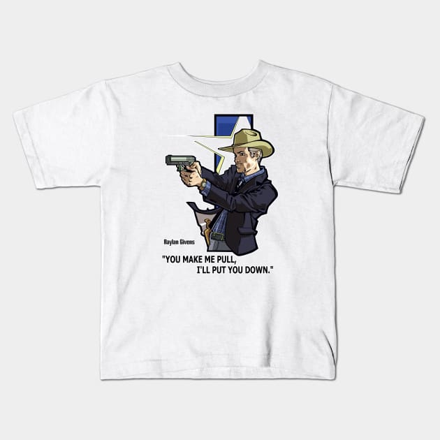 Raylan Givens Justified Kids T-Shirt by ActionNate